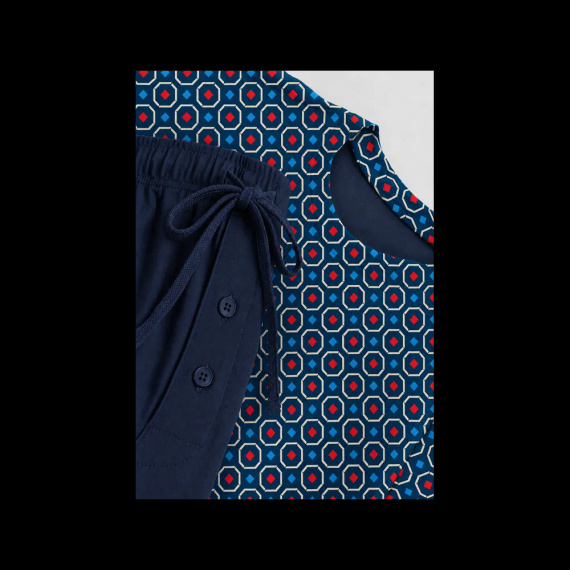 Sesto Senso 2723/12 Granat Herren Baumwoll-Pyjama Kurz 100% Baumwolle