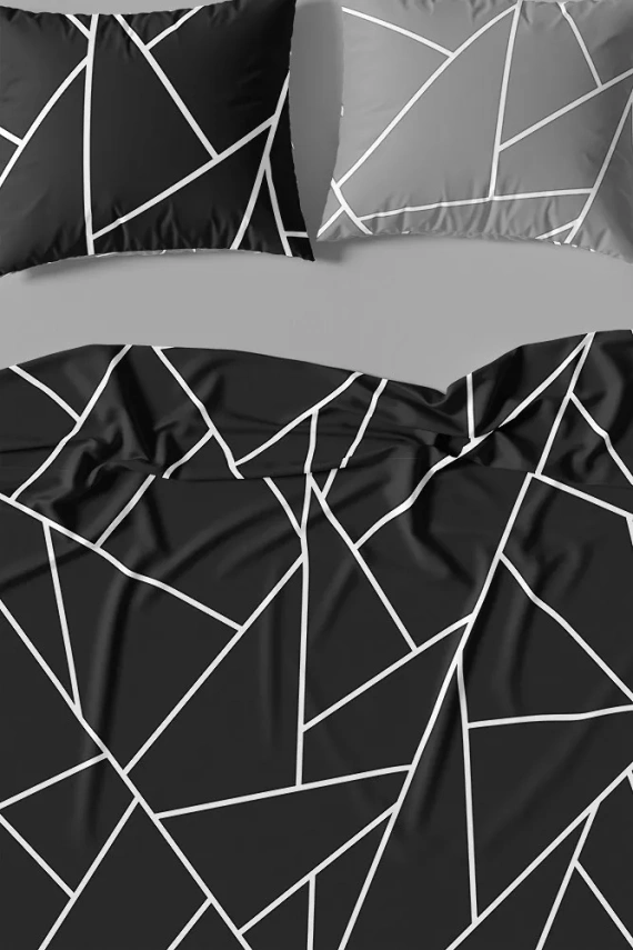 Milargo Verde 007 Geometrische Satinbettwäsche Faro schwarz