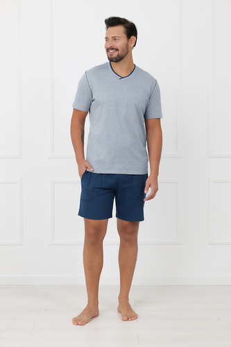 Herren-Pyjama Devon Italian Fashion aus Baumwolle, kurzärmelig, Melange