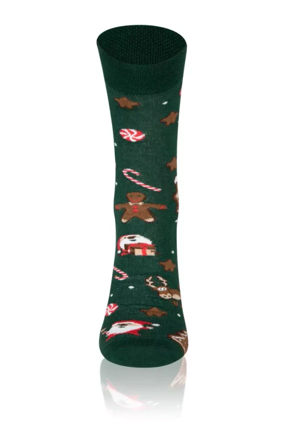 S136D Weihnachten Lange Socken Italienische Mode - grün/braun/rot