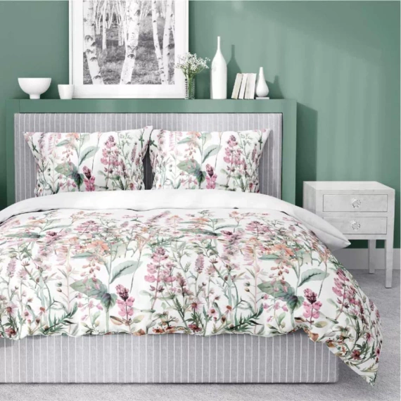 5485 A Detexpol Satin Stories Satinbettwäsche weiß-rosa | 100 % Baumwolle, Satinbindung, Reißverschluss, Geschenkverpackung