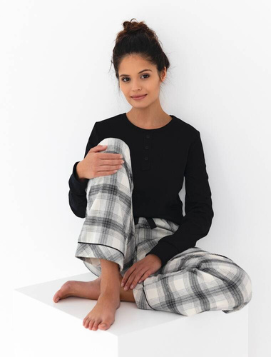 Blanche Damen-Pyjama Flannel Sensis - schwarz