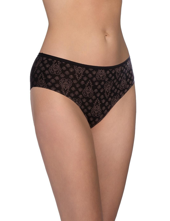 Lama LC-1607 BI Damen Baumwoll-Bikini-Slips Schwarz Mocca 2er-Pack