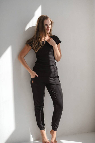 Tummy Umstands- und Stillbluse mit kurzen Ärmeln Milk&Love schwarz