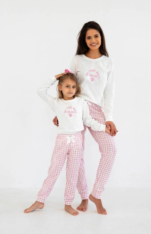 Sensis Nanny Kids Schlafanzug für Mädchen - ecru-pink