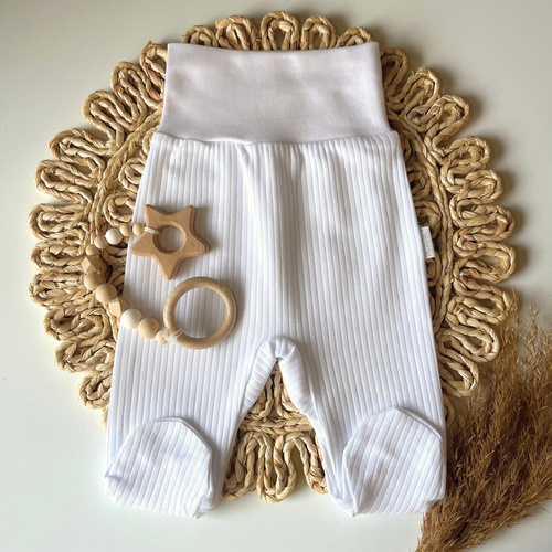 PD090 Mamatti gestreifter Baby-Schlafanzug – weiß