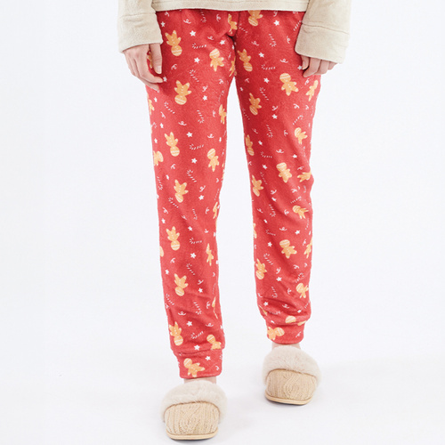 Meddy Sorbetto Damenpyjama, Beige – Fleece, Weihnachten mit Pferd und Lebkuchen
