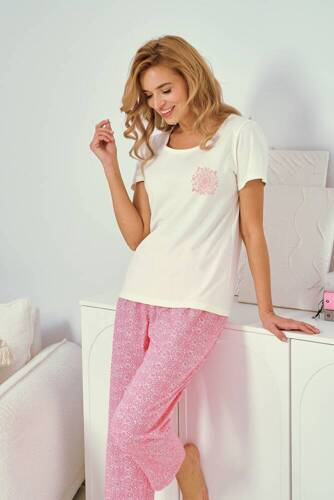 3336 Corni Damen-Pyjama Taro-Creme
