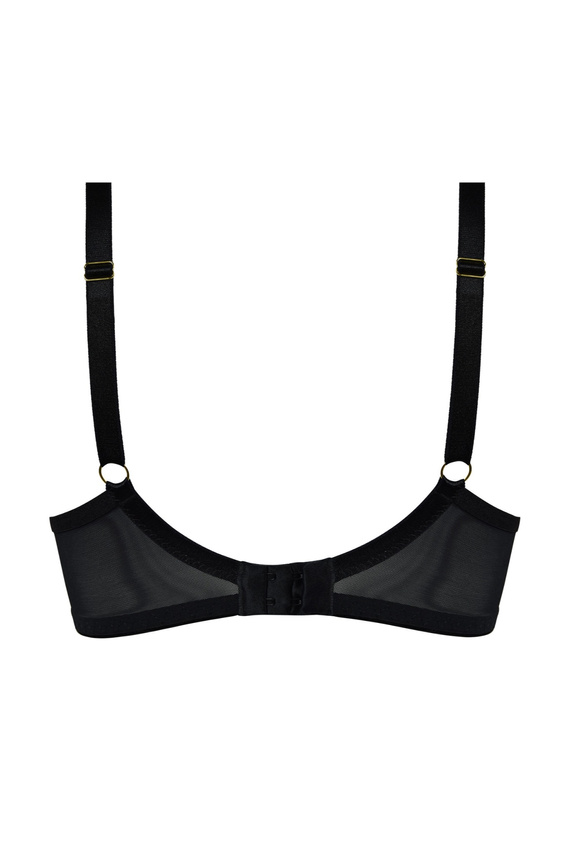 Damen BH Mediolano Spider Soft 19252 – Schwarze Spitze, Dekorative Bänder, Ohne Bügel | Perfekte Unterstützung für Große Brüste