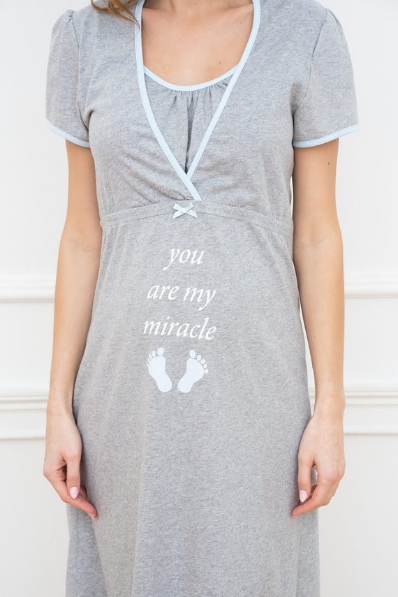 Carlina Schwangerschafts- und Stillhemdchen Italian Fashion - melange/blau