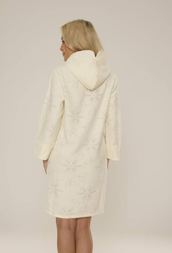 409 Jacquard Kurzer Damenbademantel De Lafense- ecru