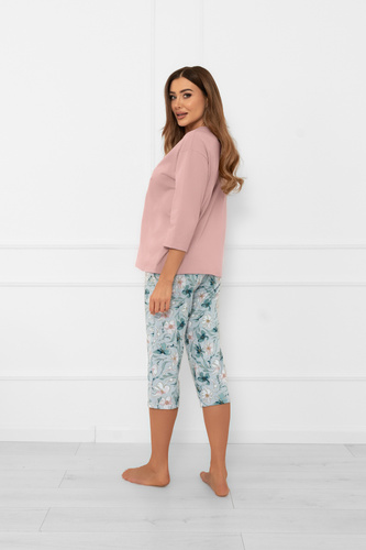 Damen Schlafanzug Perlis - 3/4 Ärmel und Hose, Baumwolle Italian Fashion  