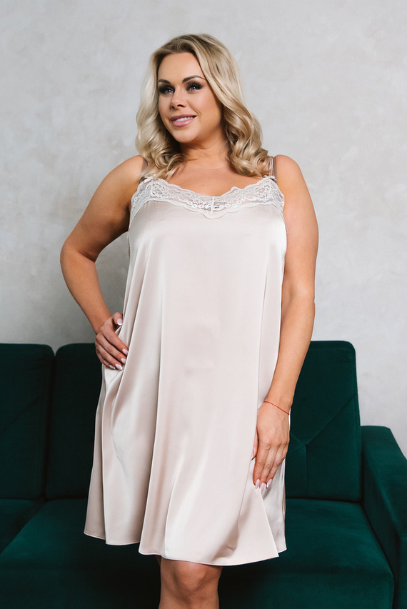 Touch Nachthemd schmaler Träger, kurz Italia Fashion - beige