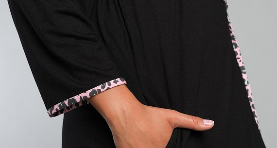 Eila Bis 3/4 Ärmel Bademantel Italian Fashion - Leopardenmuster 