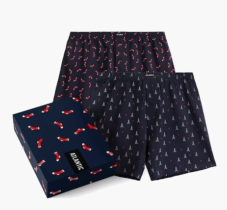 2GMB-010 Atlantic Herren-Boxershorts – Baumwolle, Weihnachtsmuster, 2er-Pack