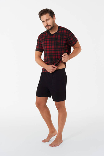 Elijah Herren Kurzarm-Pyjama und Shorts Italian Fashion - print/schwarz