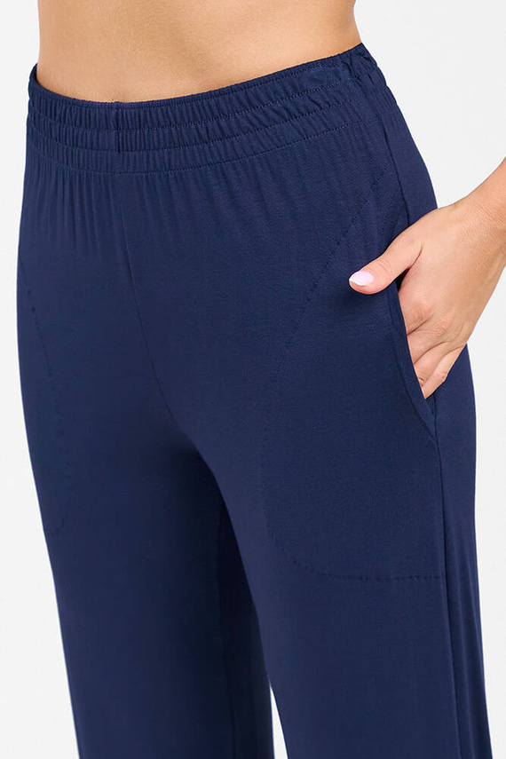Akord Damen Kurzarmset, lange Hose Italienische Mode - navy blau 