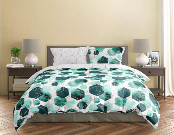 Milargo Verde 009 Geometrische Satinbettwäsche Farogrün