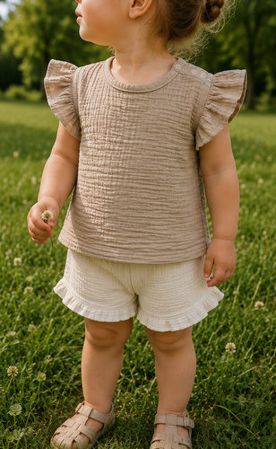 Mamatti BL50115 beige leichte elegante Musselinbluse für den Sommer