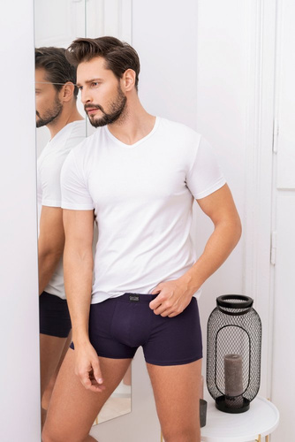 Ikar Herren-T-Shirt, Rundhalsausschnitt Italienische Mode - weiß 