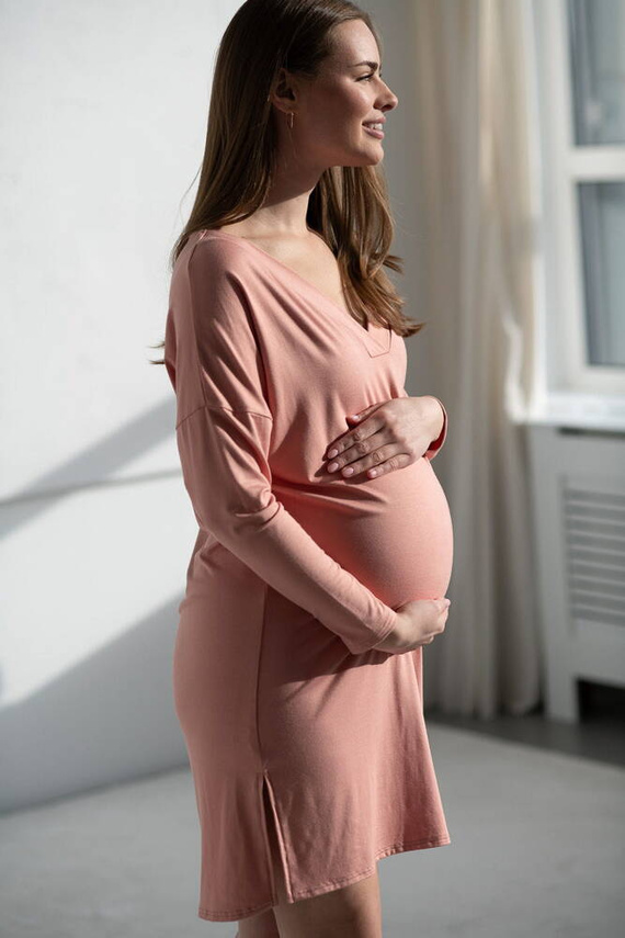 Moon Bamboo Umstands- und Stillnachthemd mit langen Ärmeln, Milk&Love, Kräuterrose