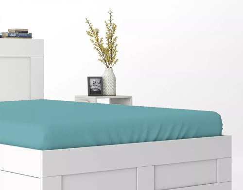 Mikrosatin Spannbettlaken Poly Detexpol glatt mit Gummizug turquoise