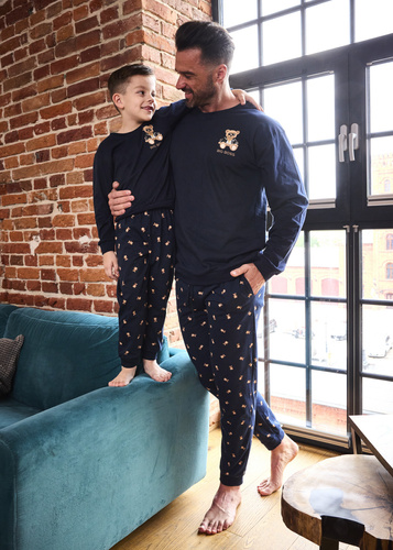 939/300 Big Boss Cornette – Herrenpyjama, Marineblau, Baumwolle, mit Aufdruck