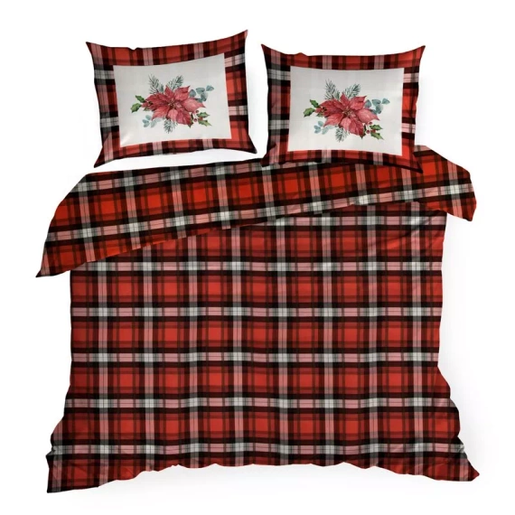 Bliss Weihnachtsbettwäsche, karierter Stern von Bethlehem, Eurovorhänge, rot