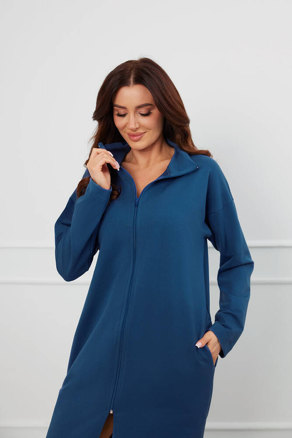 Grafi Damen Morgenmantel mit Reißverschluss Italian Fashion - denim 