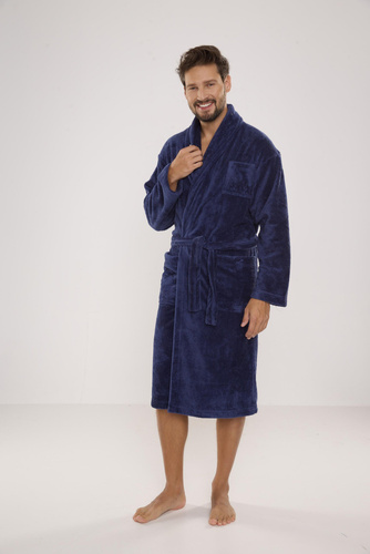 811 De Lafense Herren-Bademantel aus Plüsch - Denim