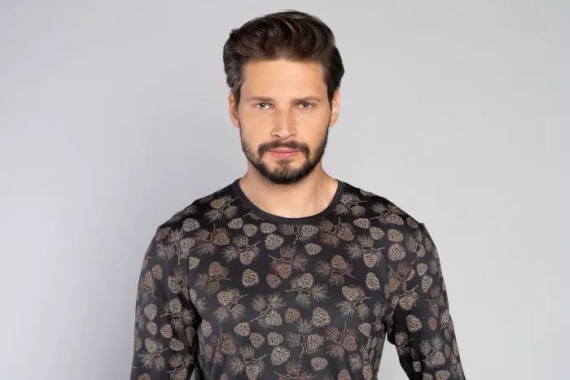 Pinus Herren Schlafanzug mit langen Ärmeln, lange Hose Italian Fashion- print/graphite