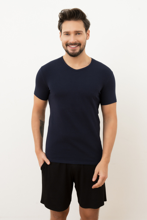 Ikar Herren-T-Shirt, Rundhalsausschnitt Italian Fashion - navy blau 