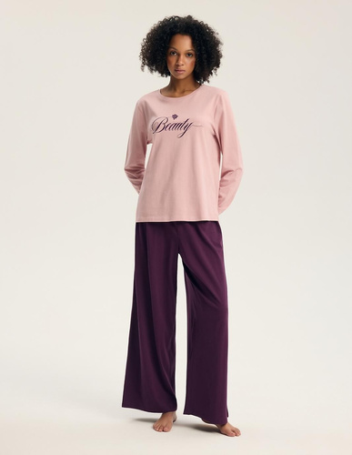 Damen-Pyjama Henderson 45443 Galla Rosa 100% Baumwolle Langarm
