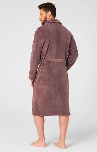 MGL 255 B25 Brauner Herrenbademantel – klassisch, weich, in der Taille gebunden