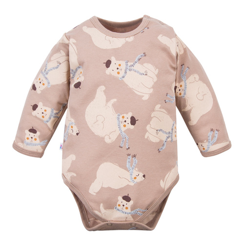 Beary Cool Eevi Baby-Body – Baumwolle, lange Ärmel, Teddybär-Aufdruck