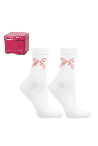 Damen-Socken CSLW700-001 Moraj – Socken in Geschenkbox mit zartem Schleifenmuster