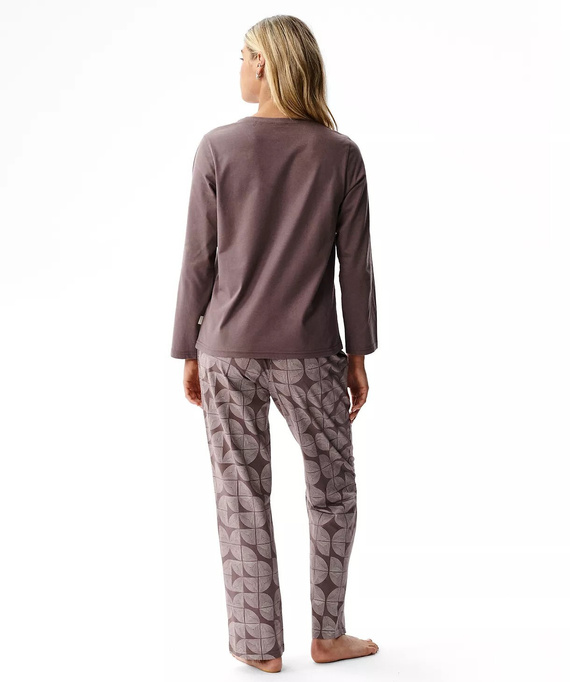 Atlantic NLP-522 Damen Schlafanzug Lang 100% Baumwolle Gemusterte Hose Braun