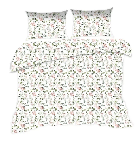 1610N Baumwollbettwäsche Classic E24 Karoblumen puderweiß – 100 % Baumwolle, langlebig, farbenfroh, 2-teiliges Set
