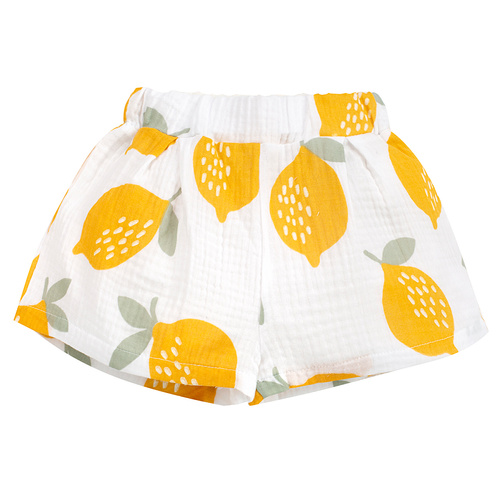 Zitronenweiße Pinocchio-Musselin-Shorts für Mädchen