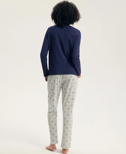 Henderson Gaela 45430 Damenlange Pyjama 100% Baumwolle mit Grafik
