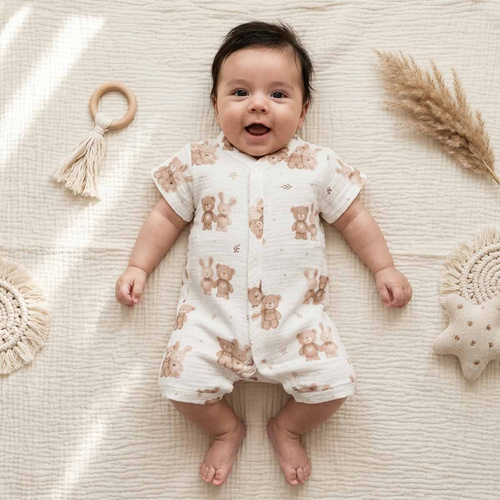 224201 Nicol Musselin Babystrampler aus Baumwolle, atmungsaktiv für den Sommer