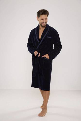 666 Ronaldo Herren Bademantel De Lafense - navy blau