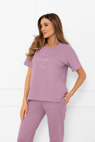 Damen Schlafanzug Ksara - kurzarm, Hose 3/4, Baumwolle Italian Fashion - heather 