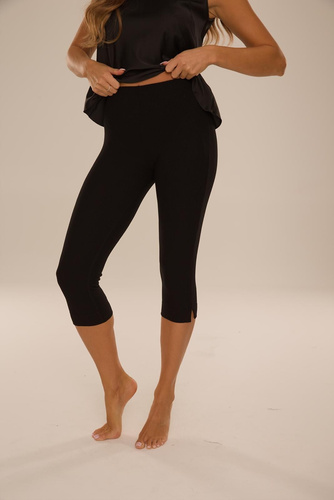 De Lafense Sienna 084 Damen 3/4-Hose aus gerippter Viskose – schwarz