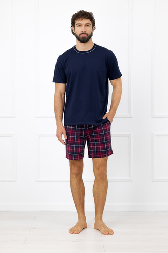 Italian Fashion Brajan Herren-Pyjama Mega Soft Baumwolle Shorts kariert