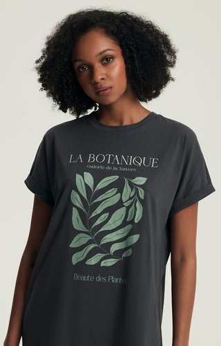 43687 Danna Damenshirt Henderson grau – Baumwolle, kurze Ärmel, Aufdruck