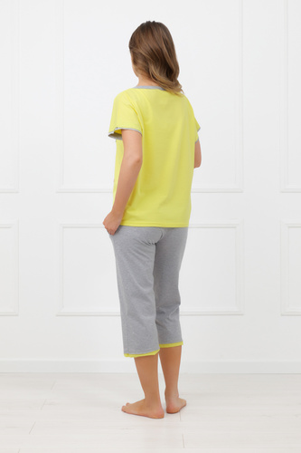 Damenpyjama Sabrina Italian Fashion 100% Baumwolle – kurzer Ärmel, 3/4 Hose