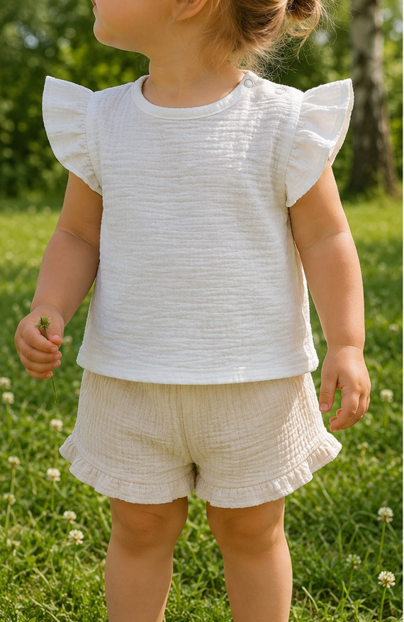 Mamatti BL50102 Musselin Kinderbluse leicht & luftig aus Baumwolle Sommer