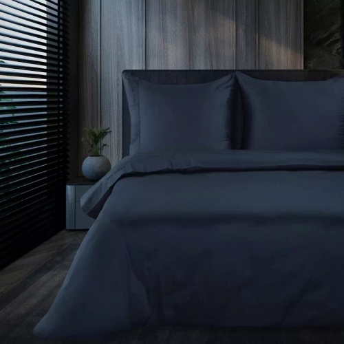 1F Elegant Pościel satynowa Eva Minge Eurofirany granatowy | Makosatyna 100% bawełna