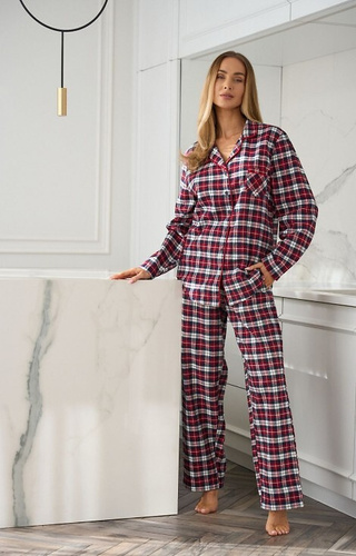 2475 Roxy L&L Damenpyjama rot – Flanell, Reißverschluss, kariert